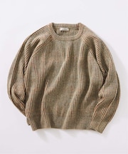 コントラスト リブ クルーネック ニット　