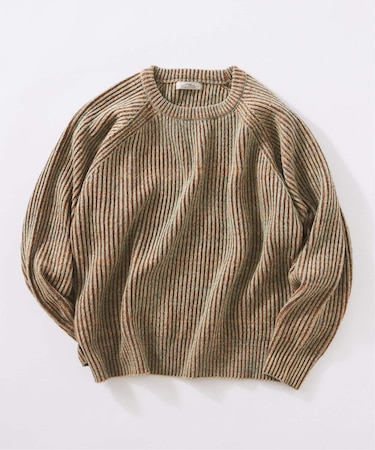 コントラスト リブ クルーネック ニット　