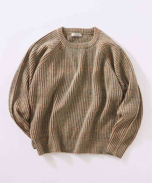コントラスト リブ クルーネック ニット　
