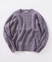 コントラスト リブ クルーネック ニット