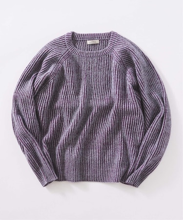 コントラスト リブ クルーネック ニット　