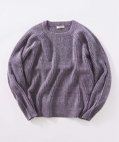 コントラスト リブ クルーネック ニット　
