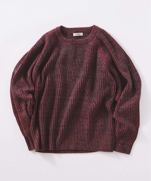 コントラスト リブ クルーネック ニット　