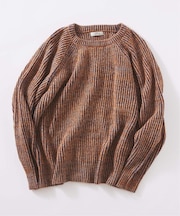 コントラスト リブ クルーネック ニット　