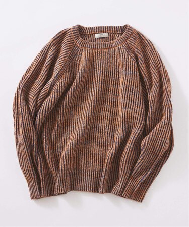 コントラスト リブ クルーネック ニット　