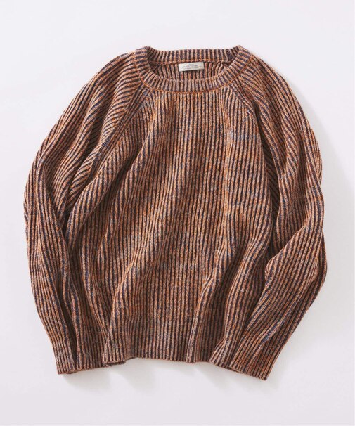 コントラスト リブ クルーネック ニット　