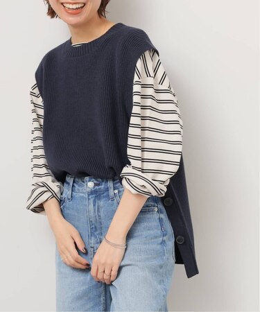 サイドボタンニットベスト