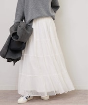 シアーチェックティアードイージースカート