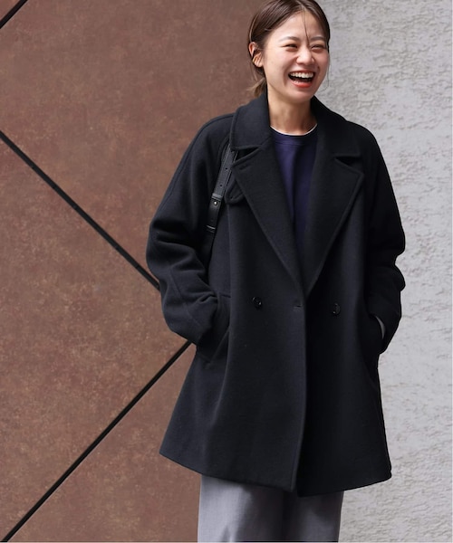 【美品 使用2回短時間】尾州ウールモッサWブレストハーフコート グレー 38 WEB限定追加2》尾州ウールモッサWブレストハーフコート｜ジャーナル