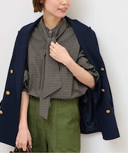 チェックボウタイブラウス