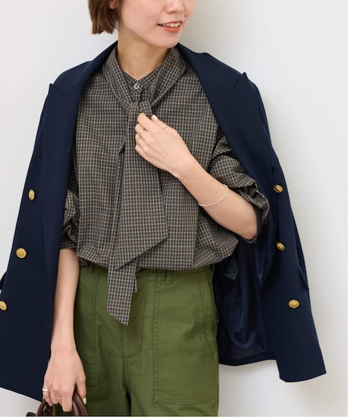 チェックボウタイブラウス