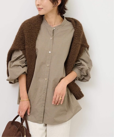 チェックボウタイブラウス
