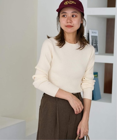 《一部WEB限定追加2》ウォッシャブルレーヨンリブクルーネックプルオーバー
