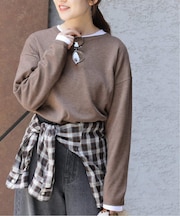 《追加3》［2枚セット］3WAYレイヤードニットプルオーバー