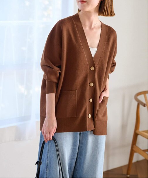 《追加2》［25AW新作］コットンカシミヤミックスダブルニットVネックカーディガン