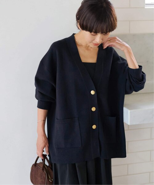 ジャーナルスタンダード　レリューム　コットンカシミア　ダブルニットカーディガン 追加2》コットンカシミヤミックスダブルニットVネックカーディガン