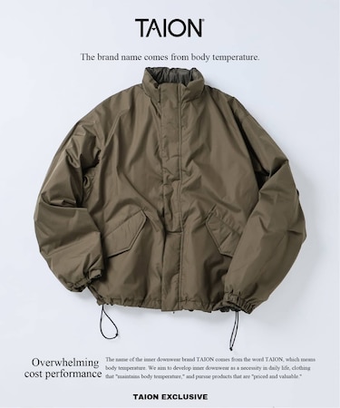 TAION / タイオン 別注 リバーシブル ショートモッズ ダウンブルゾン