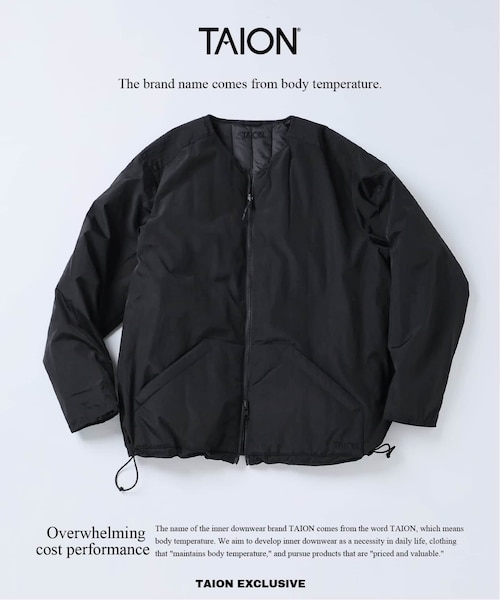 TAION 別注 ヴァーチカルキルト リバーシブル ダウンカーディガン　ブラック TAION / タイオン 別注 ヴァーチカルキルト リバーシブル ダウン