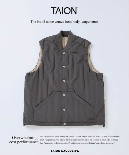 TAION / タイオン 別注 ヴァーチカルキルト リバーシブル ダウンベスト