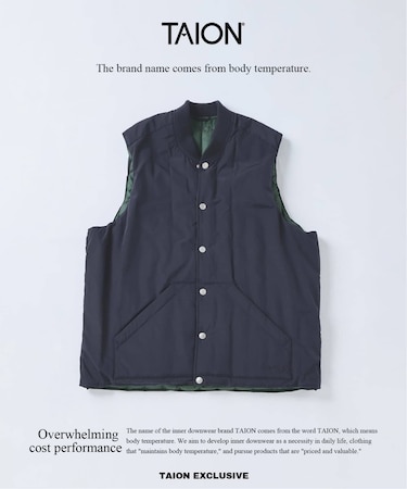 TAION / タイオン 別注 ヴァーチカルキルト リバーシブル ダウンベスト