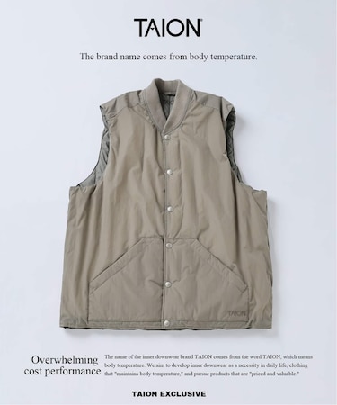 TAION / タイオン 別注 ヴァーチカルキルト リバーシブル ダウンベスト