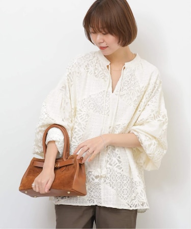ミックスレースギャザーブラウス