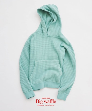 ガーメントダイ ビッグワッフル パーカー