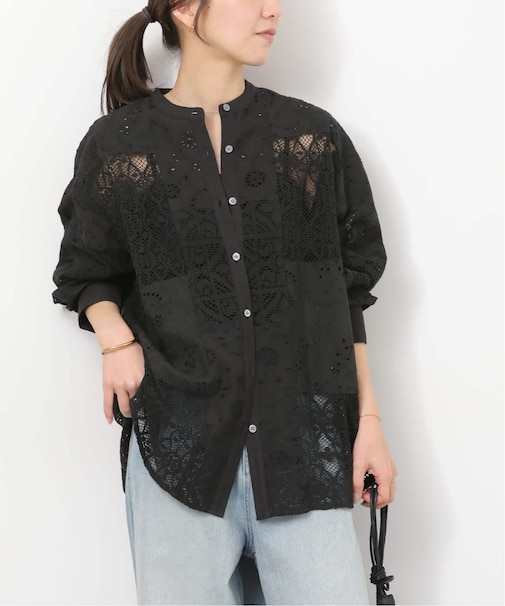 《追加 / 新色》パッチワークレースシャツ