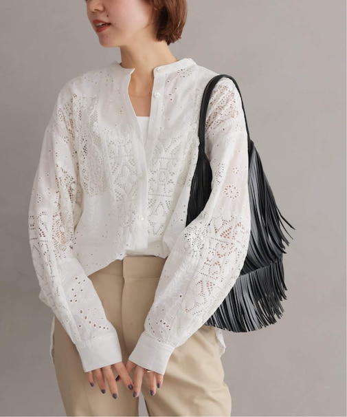 《追加 / 新色》パッチワークレースシャツ