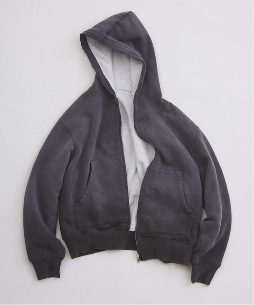 ダブルフェイス ワッフル ジップパーカー