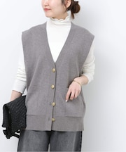 コットンカシミヤミックスダブルニットベスト