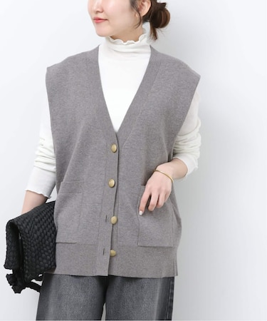コットンカシミヤミックスダブルニットベスト