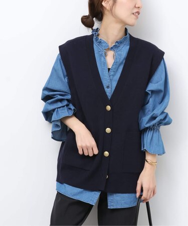 コットンカシミヤミックスダブルニットベスト