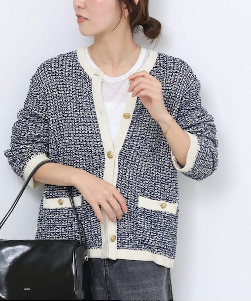 ツイーディーミックスニットジャケット