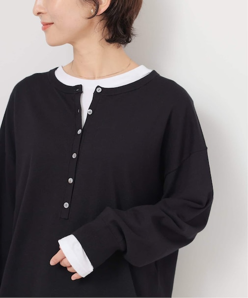 ［2枚セット / SS素材］3WAYレイヤードヘンリープルオーバー