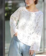 ［26SS新作］エンブロイダリークロシェレースプルオーバー