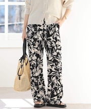 ［26SS新作］バイカラーリーフプリントパンツ