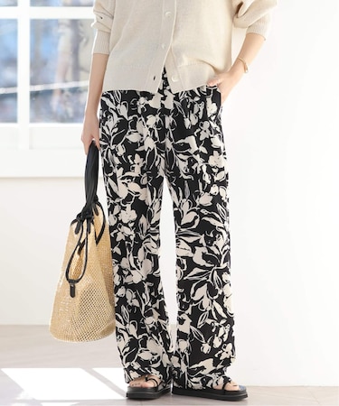 ［26SS新作］バイカラーリーフプリントパンツ