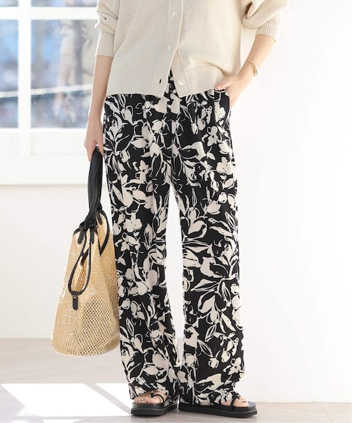 ［26SS新作］バイカラーリーフプリントパンツ