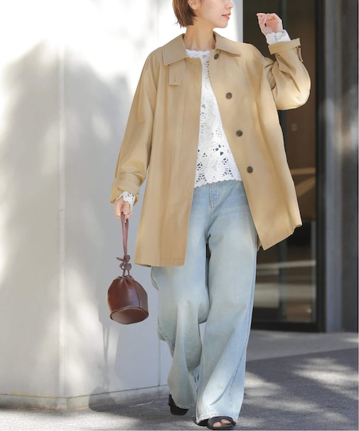 ［26SS新作］コットンナイロンAラインステンコート