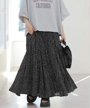 ［26SS新作］コットンボイルクリンクルマーメイドスカート（ドット柄）