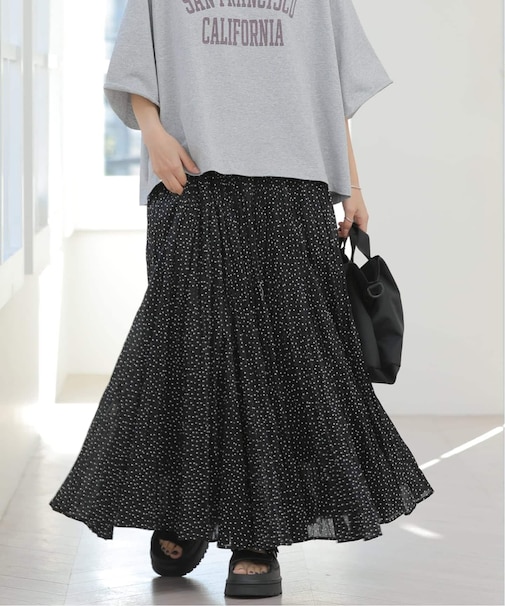 ［26SS新作］コットンボイルクリンクルマーメイドスカート（ドット柄）