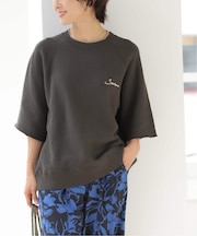 ［26SS新作］ハーフスリーブ刺繍ロゴスウェット