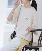 ［26SS新作］ハーフスリーブ刺繍ロゴスウェット