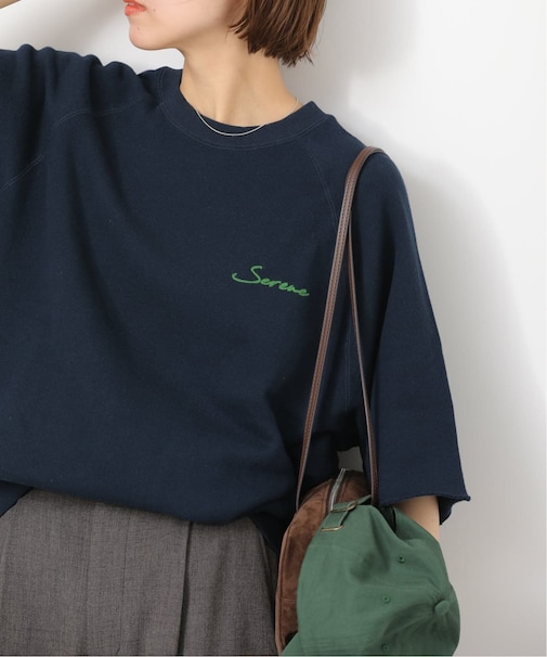 ［26SS新作］ハーフスリーブ刺繍ロゴスウェット