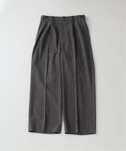 ウォッシャブル バスケット ストライプ ワイドスラックス