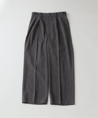 ウォッシャブル バスケット ストライプ ワイドスラックス