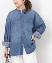 デニムバンドカラーシャツ