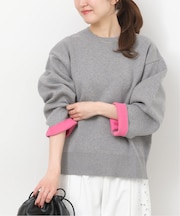 ダブルニットコントラストプルオーバー