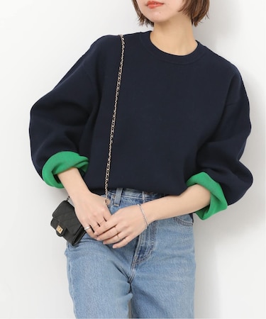 ダブルニットコントラストプルオーバー